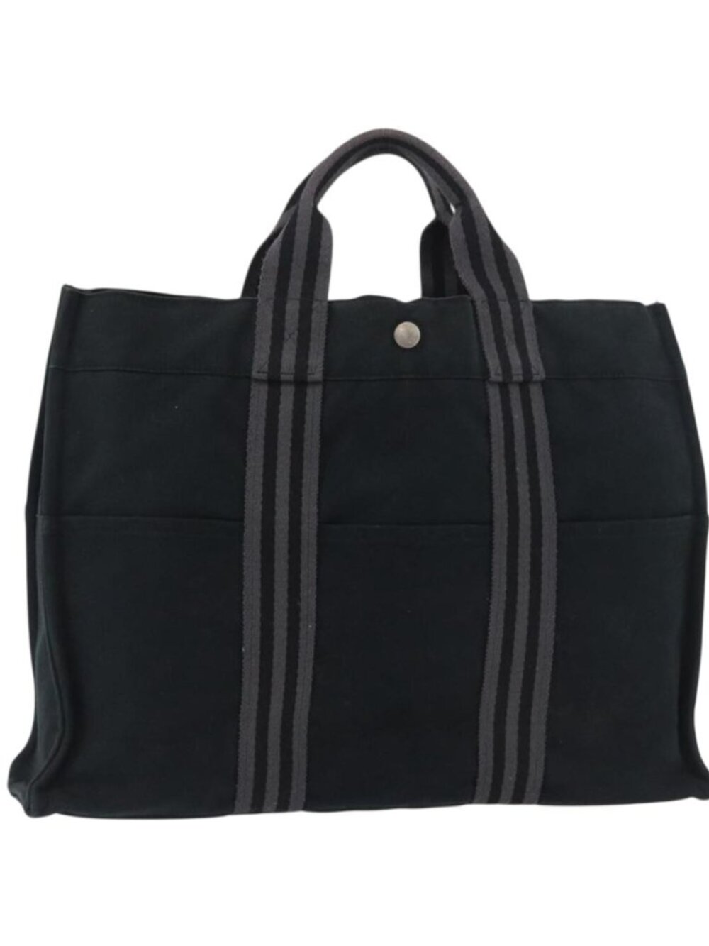 HERMES Fourre Tout MM Tote Bag cotton Black Silver